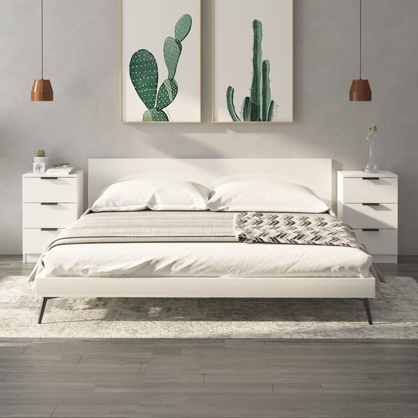 vidaXL Naktinės spintelės, 2vnt., baltos, 40x36x65cm, blizgios