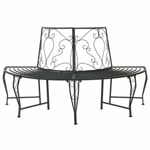 vidaXL Medžio suolelis 4-Vietų skaičius 160 x 80 x 89 cm Plienas Juoda