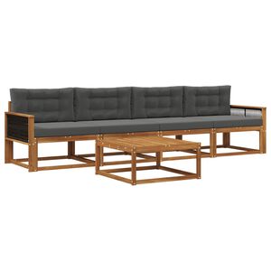 vidaXL Lauko sofos komplektas su pagalve 5 pcs Natūralus ir antracitas
