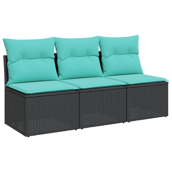 vidaXL Sodo sofa su pagalve Juoda 165 x 62 x 69 cm Poli ratanas