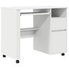 vidaXL Stalas su ratais Balta Apdirbta mediena 91 x 50 x 77 cm
