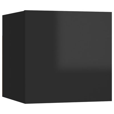 vidaXL Televizoriaus spintelių komplektas, 4 dalių, juodas, MDP