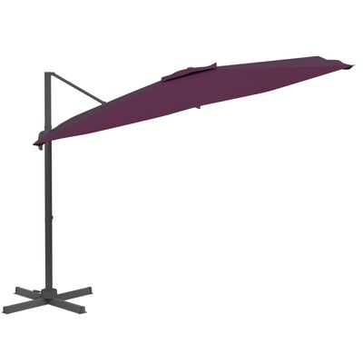 vidaXL Gembės formos skėtis su aliuminiu stulpu, bordo, 400x300cm