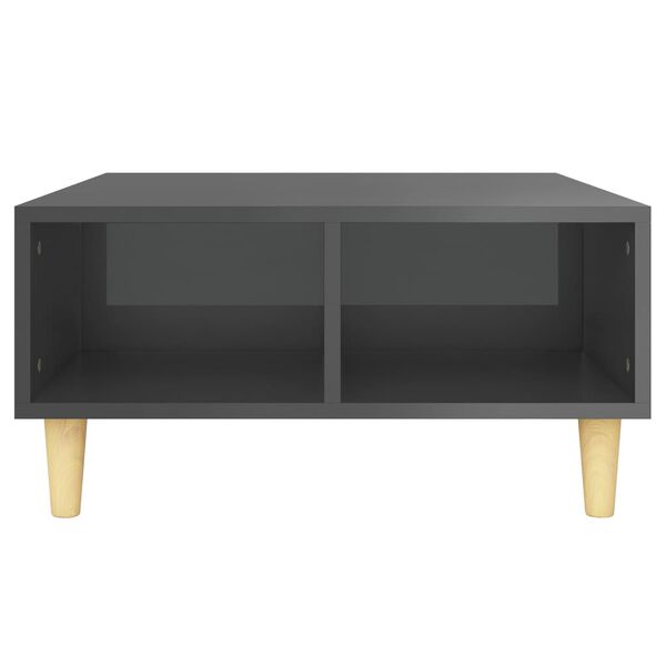 vidaXL Kavos staliukas, pilkas, 60x60x30cm, apdirbta mediena, blizgus