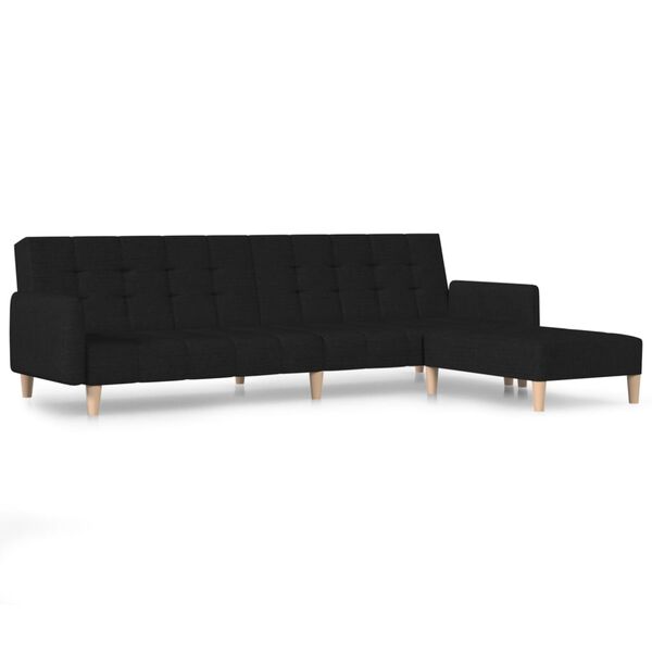 vidaXL Dvivietė sofa-lova su pakoja, juodos spalvos, audinys