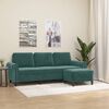 vidaXL Trivietė sofa su pakoja, tamsiai žalios spalvos, 180cm, aksomas