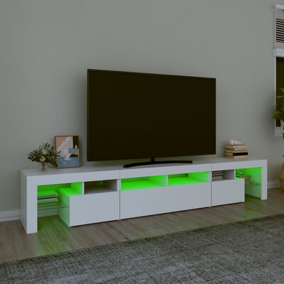 vidaXL Televizoriaus spintelė su LED apšvietimu, balta, 230x36,5x40cm