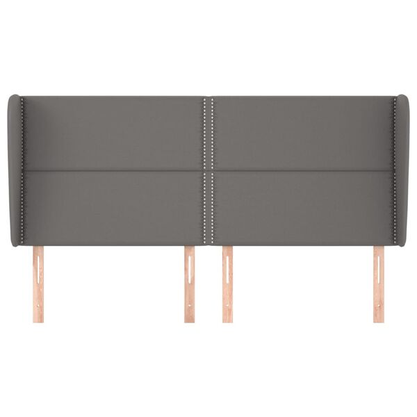 vidaXL Galvūgalis su auselėmis, pilkas, 203x23x118/128cm, dirbtinė oda