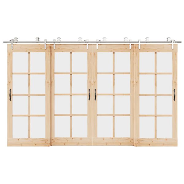 vidaXL Stumdomų durų įrangos rinkinys, sidabr., 366cm, nerūd. plien.