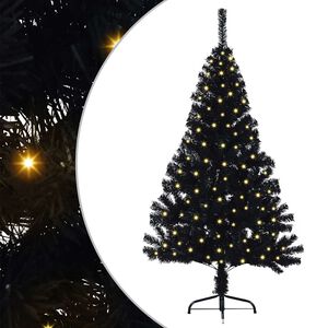 vidaXL Dirbtinis prie&scaron;&scaron;ventinis eglutė su &scaron;viesomis Juoda 120 cm PVC