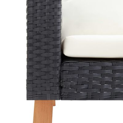 vidaXL Poilsio komplektas su pagalvėmis, 2 dalių, juodas, poliratanas