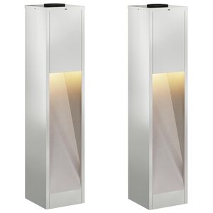 vidaXL Saulės LED takų &scaron;viestuvas 2 vnt. &Scaron;ilta balta 18 x 18 x 80 cm