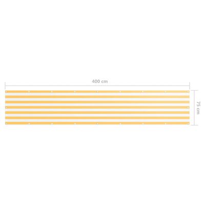 vidaXL Balkono pertvara, balta ir geltona, 75x400cm, oksfordo audinys