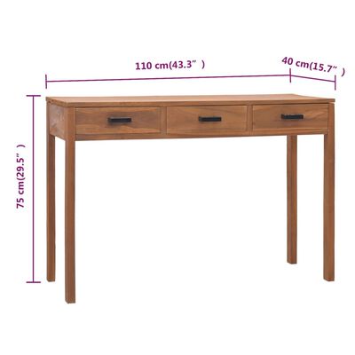 vidaXL Biuro stalas, 110x40x75cm, tikmedžio medienos masyvas