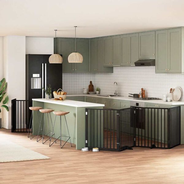 vidaXL Varteliai &scaron;unims su durimis, 8 segmentai, juodi, 640cm, tuopa