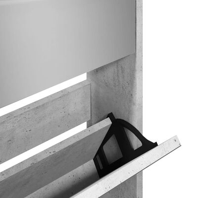 vidaXL Batų spintelė su veidrodžiu, 5 aukštų, betono, 63x17x169,5cm