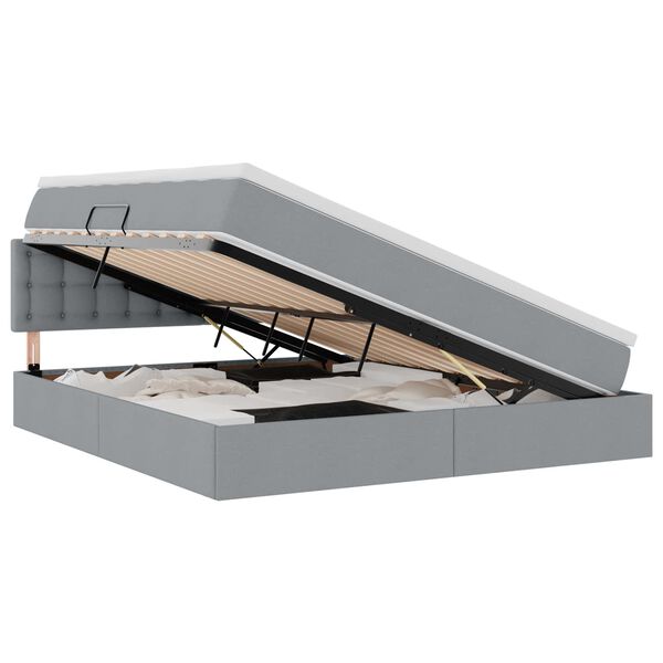 vidaXL Lova su daiktų laikymo vieta ir čiužiniu &Scaron;viesiai pilka