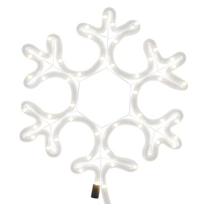 vidaXL Kalėdinė dekoracija snaigė su 48 šiltomis baltomis LED, 27x27cm
