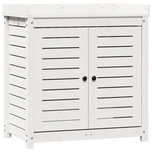 vidaXL Sodinimo stalas su lentynomis, baltas, 82,5x50x86,5cm, pu&scaron;is