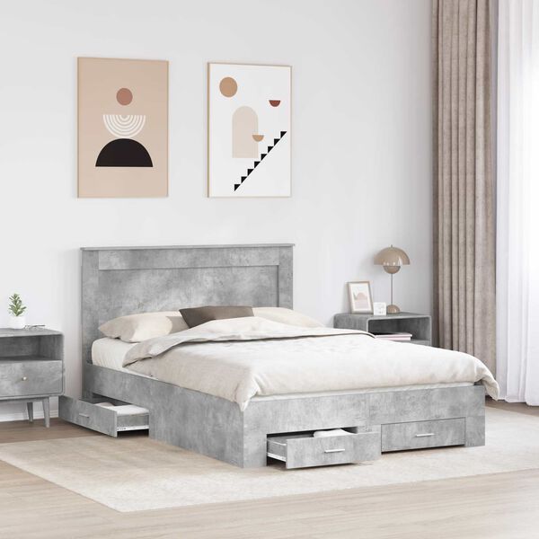 vidaXL Lovos rėmas su stalčių su galvūgalio Apdirbta mediena