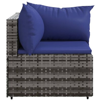 vidaXL Kampinė sodo sofos dalis su pagalvėlėmis, pilka, poliratanas