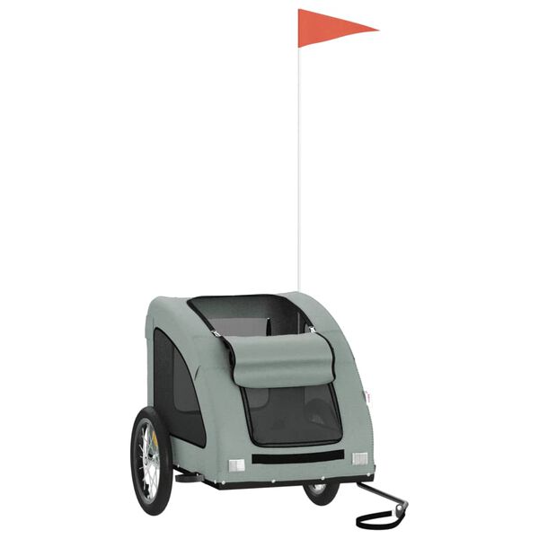 vidaXL Dviračio priekaba augintiniams, pilka, oksfordo audinys/geležis