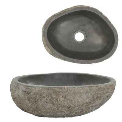 vidaXL Praustuvas, upės akmuo, ovalo formos, 29–38cm