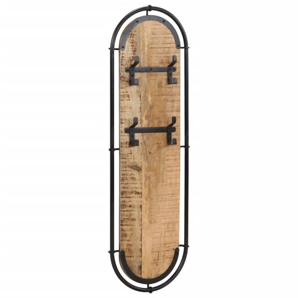 vidaXL Sieninės paltų kabyklos su 4 kabliukais, 2vnt., mango masyvas