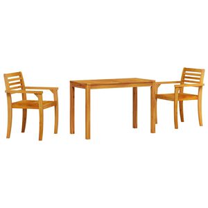 vidaXL Sodo valgomojo komplektas 3 pcs Ruda Kietos akacijos mediena