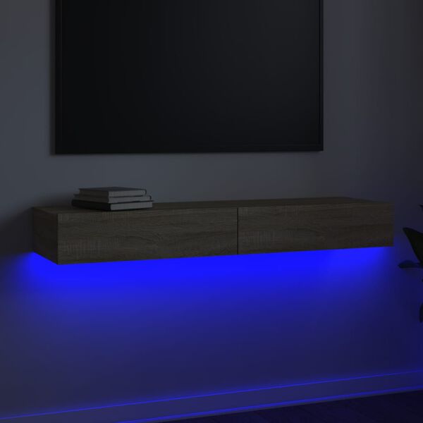 vidaXL Televizoriaus spintelė su LED ap&scaron;vietimu, ąžuolo, 120x35x15,5cm