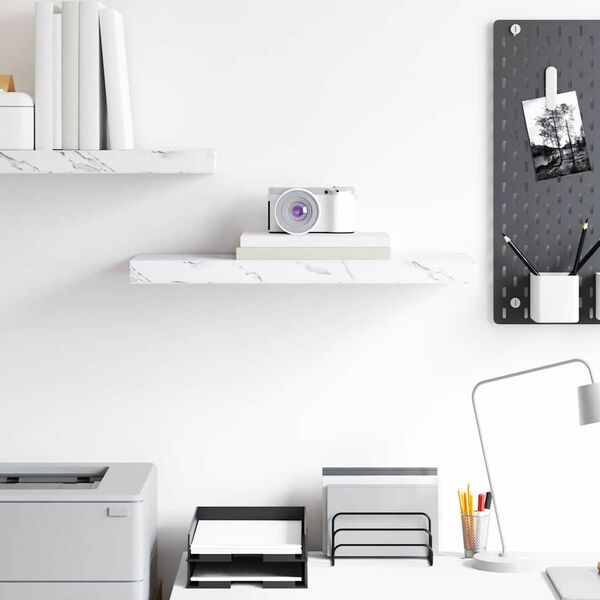 vidaXL Sieninė lentyna Balti marmuro 50 x 23 x 4 cm Apdirbta mediena