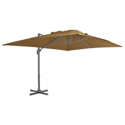 vidaXL Lauko skėtis su nešiojamu pagrindu, taupe sp.