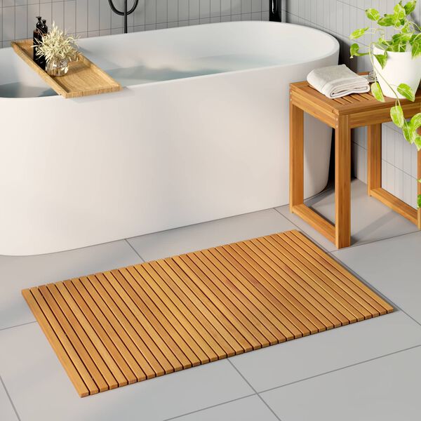 vidaXL Badematte Paprastas Ruda 100 x 60 cm Medis
