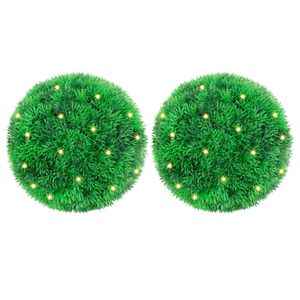 vidaXL Dirbtiniai buksmedžio krūmai su LED lemputėmis 2vnt. žalia 22cm