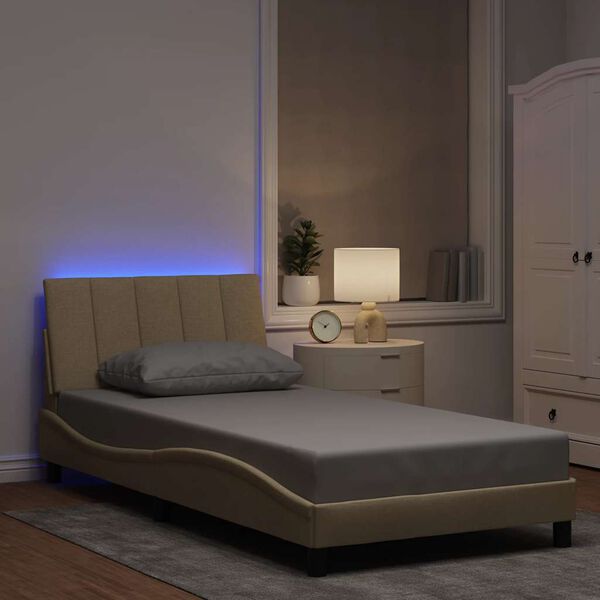 vidaXL Lovos rėmas be čiužinio, Hanko, kreminės spalvos, 100x200cm, audinys