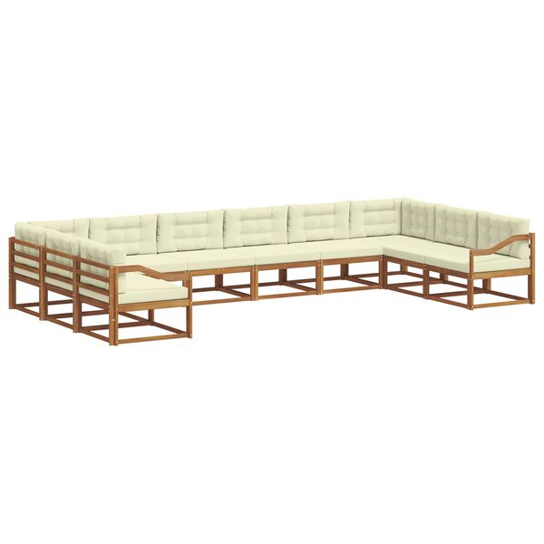 vidaXL Lauko sofos komplektas 10 pcs Natūralus ir grietinėlė