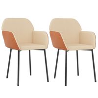 vidaXL Valgomojo kėdės, 2vnt., kreminės spalvos, audinys/dirbtinė oda