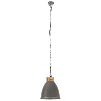 vidaXL Pakabinamas šviestuvas, pilkas, geležis ir mango, 35cm, E27