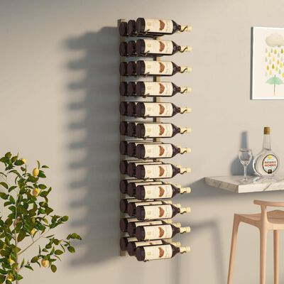 vidaXL Prie sienos montuojamas vyno laikiklis, auksinis, geležis