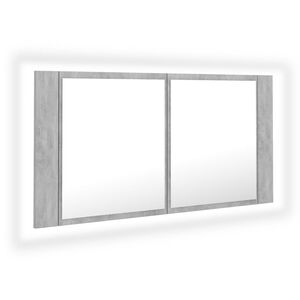 vidaXL Veidrodinė vonios spintelė su LED, betono, 90x12x45cm, akrilas