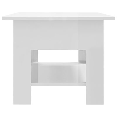 vidaXL Kavos staliukas, baltos spalvos, 102x55x42cm, MDP, blizgus