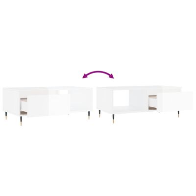 vidaXL Kavos staliukas, baltas, 90x50x36,5cm, mediena, blizgus