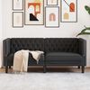 vidaXL Dvivietė chesterfield sofa, juodos spalvos, dirbtinė oda