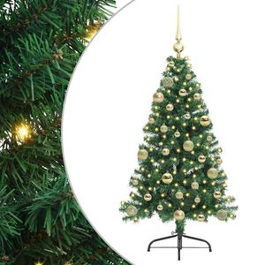 vidaXL Dirbtinis prie&scaron;&scaron;ventinis eglutė su &scaron;viesomis Žalia 120 cm PVC
