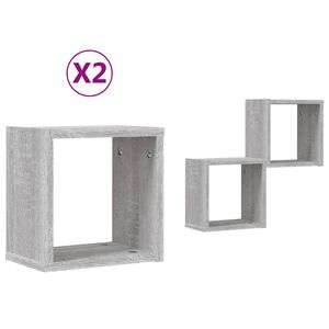 vidaXL Sieninės lentynos 2 pcs Pilkas Sonoma 26 x 15 x 26 cm
