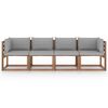 vidaXL Keturvietė sodo sofa i&scaron; palečių su pagalvėlėmis, pu&scaron;ies mediena
