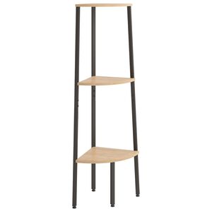 vidaXL Kampinė lentyna, 3 pakopų, &scaron;viesiai ruda/juoda, 45,5x31,5x120cm