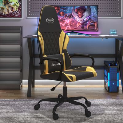 vidaXL Žaidimų kėdė, juodos ir auksinės spalvos, dirbtinė oda