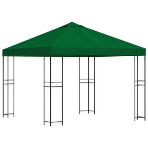vidaXL Pavėsinė 3 x 3 m Žalia Poliesteris ir plienas 190 gsm