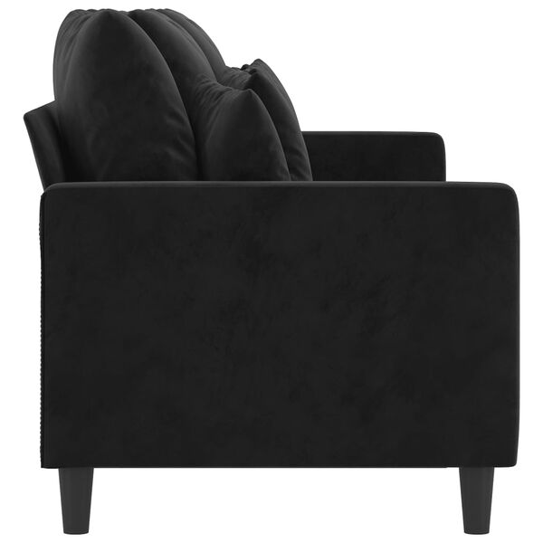 vidaXL Trivietė sofa, juodos spalvos, 180cm, aksomas